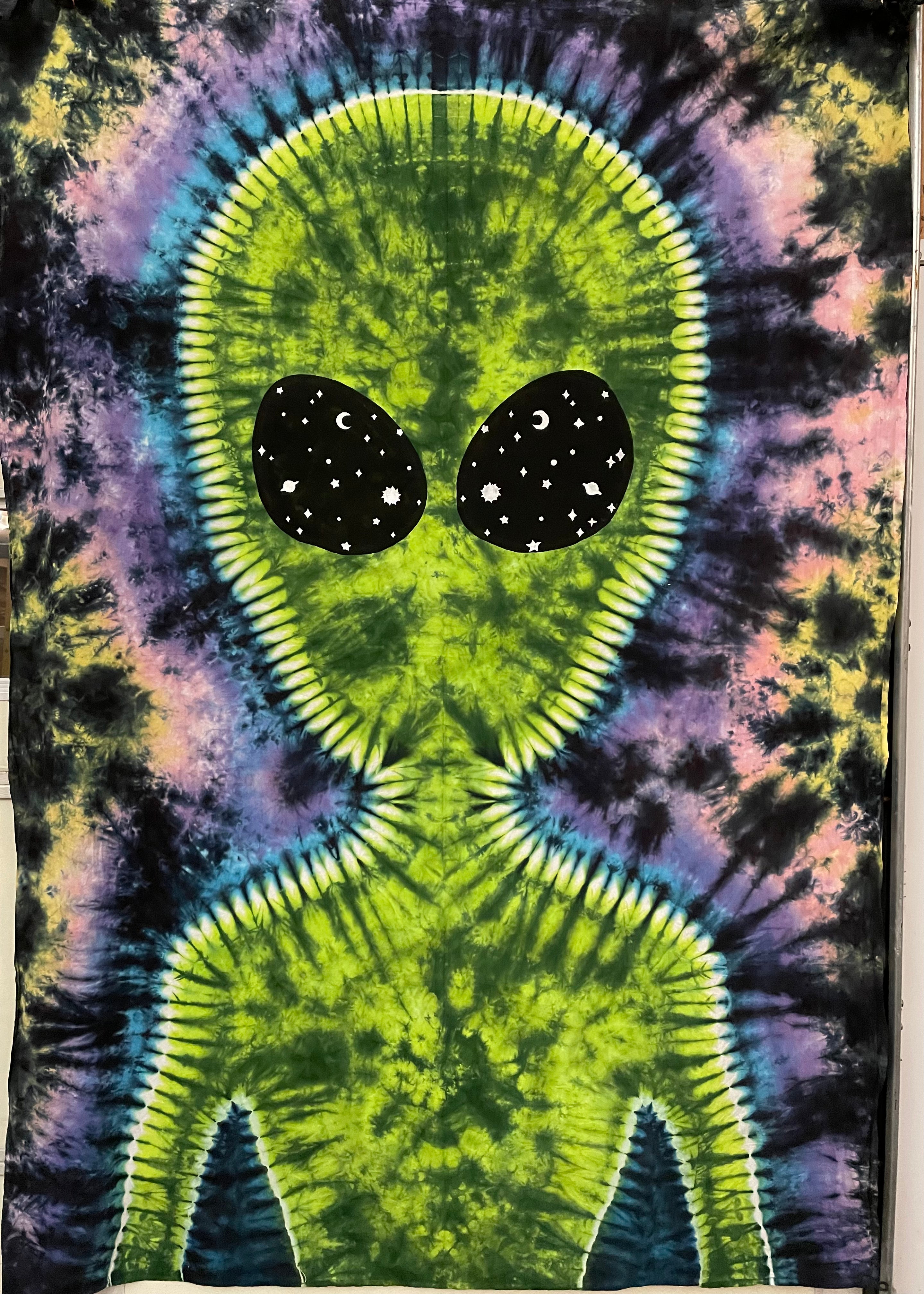 Alien Tapestry Tie-Dyed and Hand Painted 58X70