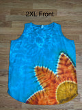 Flower Tie Dye Ladies Loose Fit Tank 2XL