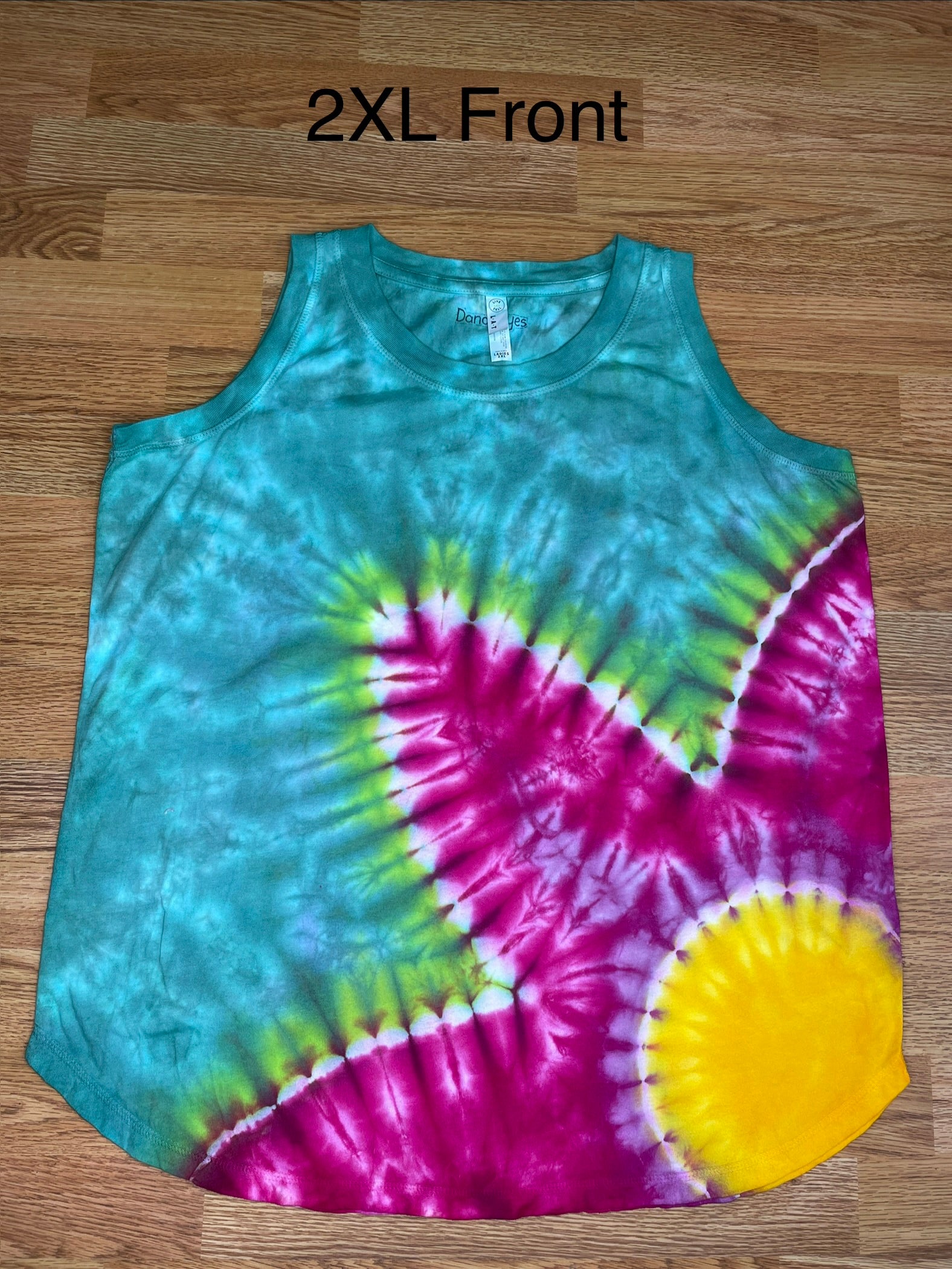 Flower Tie Dye Ladies Loose Fit Tank 2XL