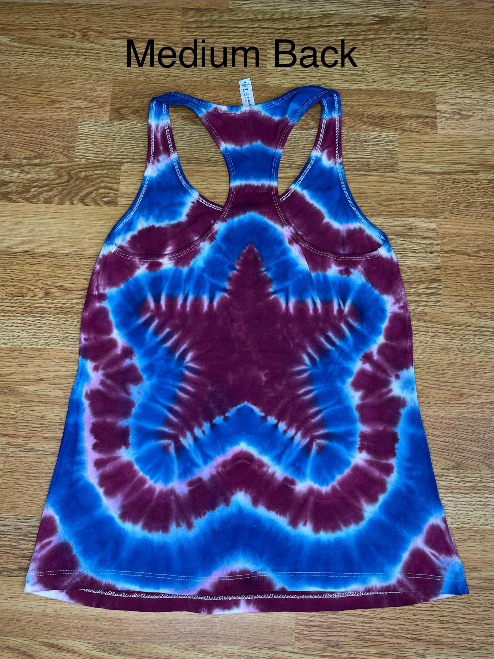 Red White and Blue Star Tie Dye Ladies Racerback Tank Medium