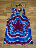Red White and Blue Star Tie Dye Racerback Tank Large
