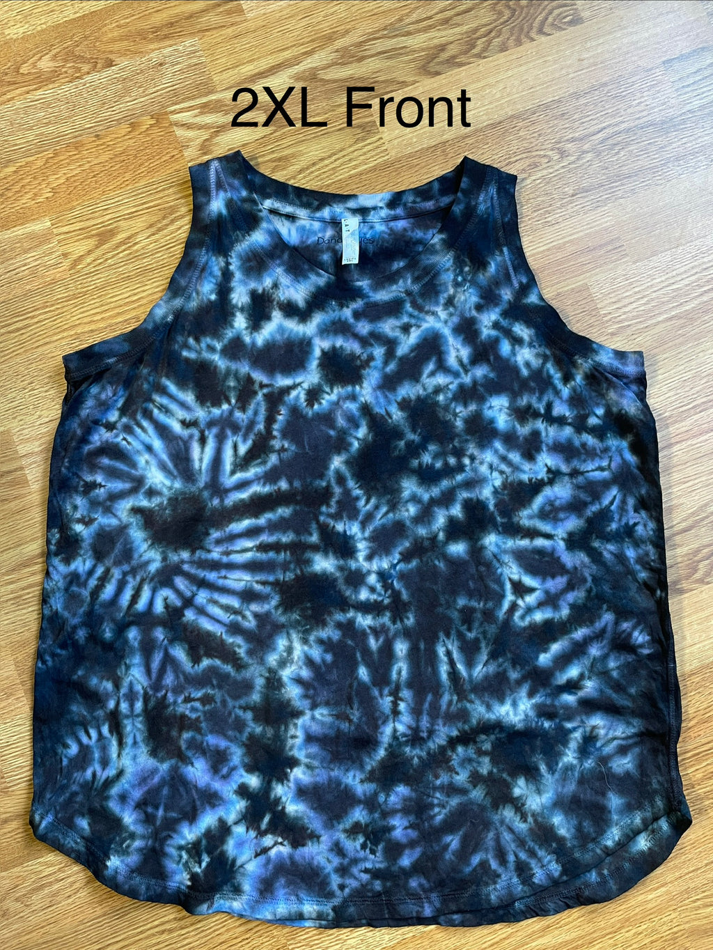 2XL Blue Scrunch Ladies Loose Fit Tank