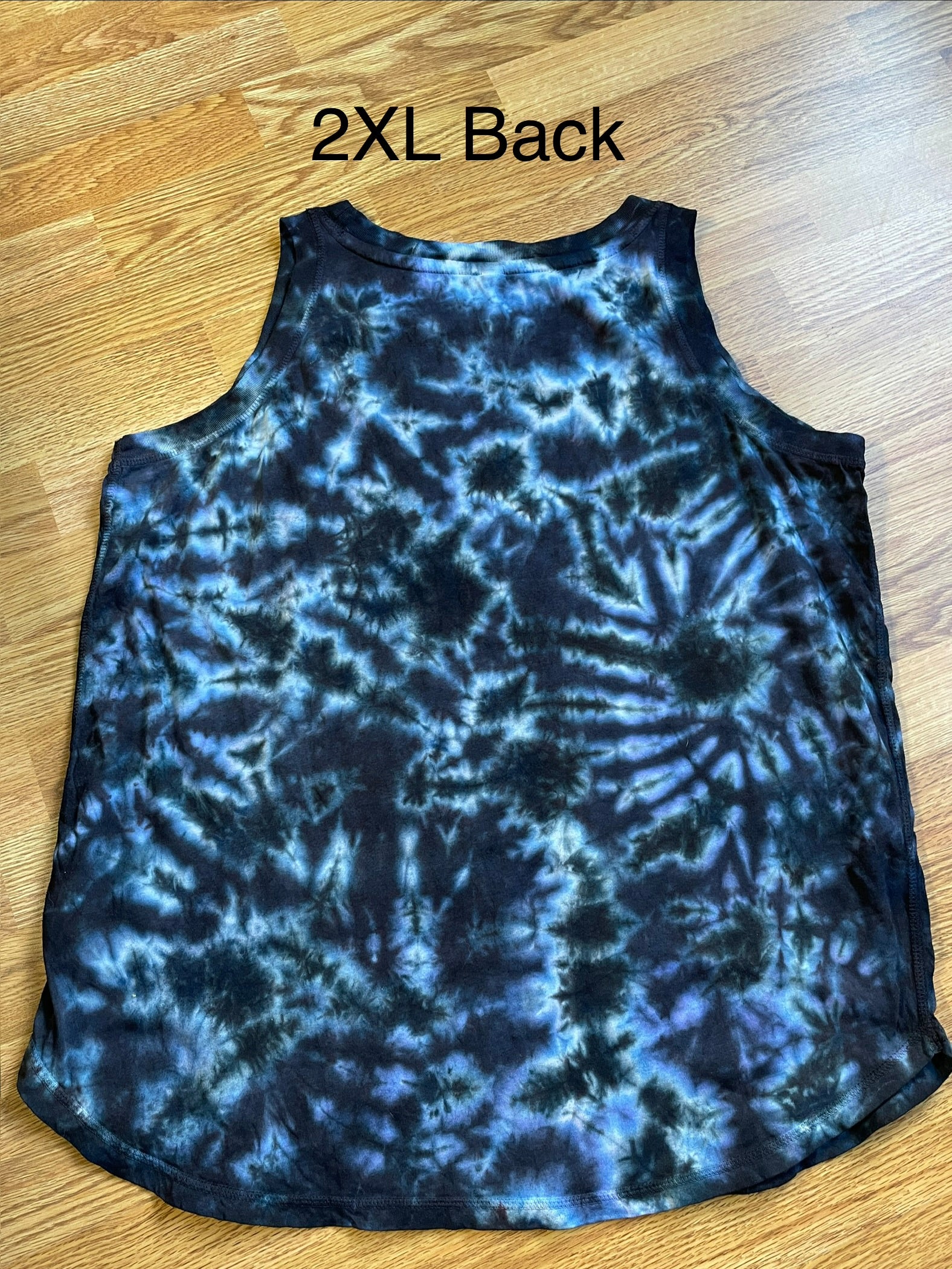 2XL Blue Scrunch Ladies Loose Fit Tank