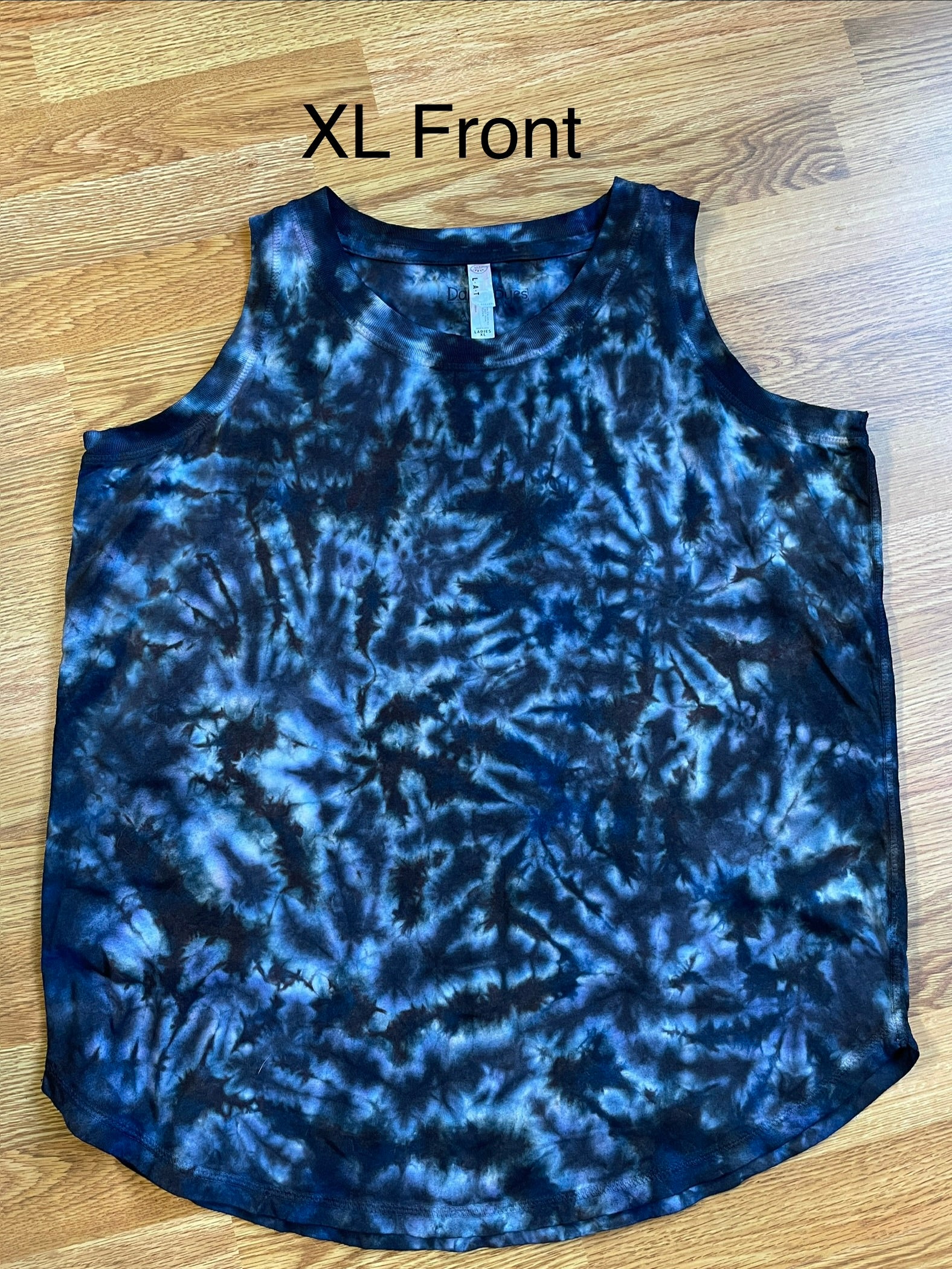 XL Blue Scrunch Ladies Loose Fit Tank