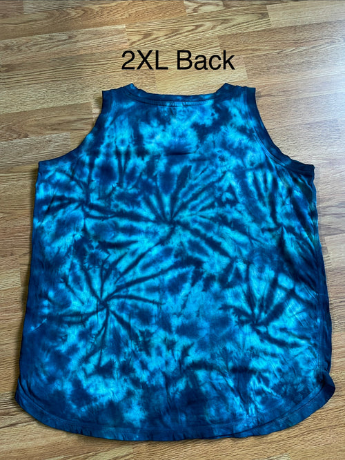 2XL Teal Scrunch Ladies Loose Fit Tank