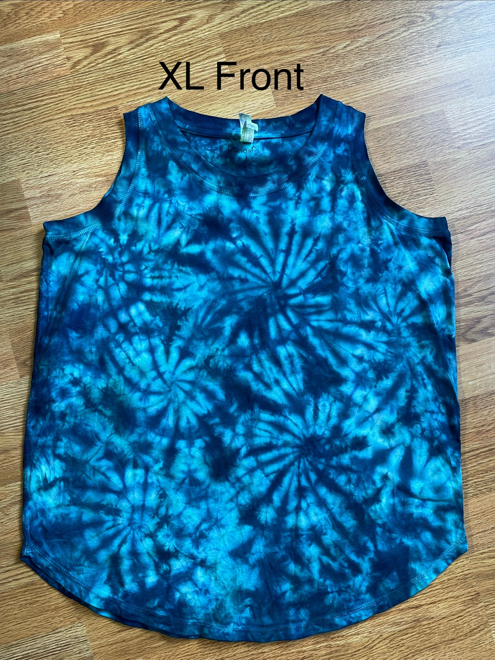 XL Teal Scrunch Ladies Loose Fit Tank