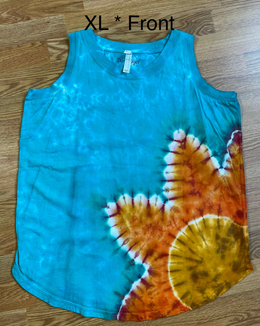 XL Flower Tie Dye Ladies Loose Fit Tank